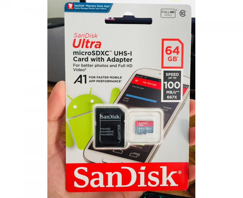 Thẻ nhớ Micro SDHC Sandisk 64GB 100MB/s 1