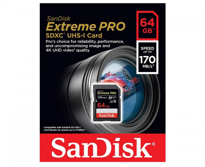 Thẻ nhớ SanDisk SDXC Extreme Pro 64GB 170/90 MB/s U3 4