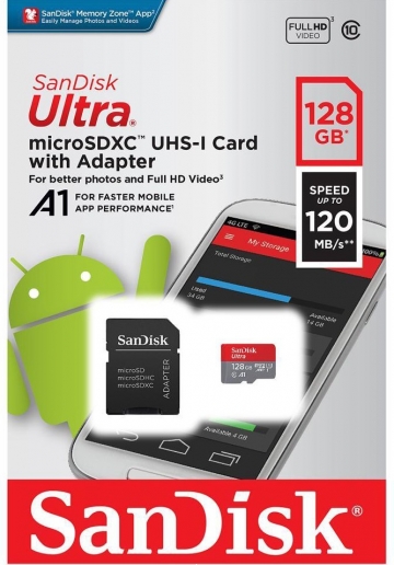 Thẻ nhớ MicroSD 128GB Sandisk Ultra A1 120 MB/s (Bản mới nhất)