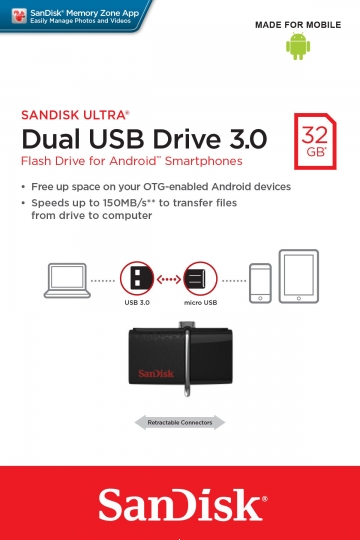 Sandisk Ultra Dual USB Drive 3.0 32GB (Cổng Micro, USB)