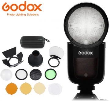 Đèn Flash Godox V1N dùng cho Nikon + Bộ phụ kiện Godox AK-R1